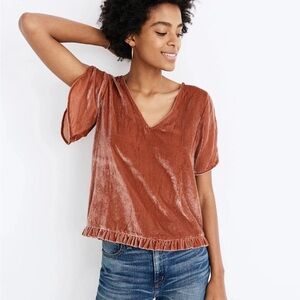 Madewell Pink Crushed Velvet Top